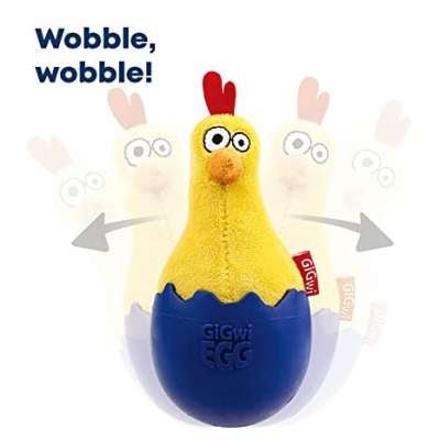 Rooster Egg Wobble Toy with Squeaker - Woof Living